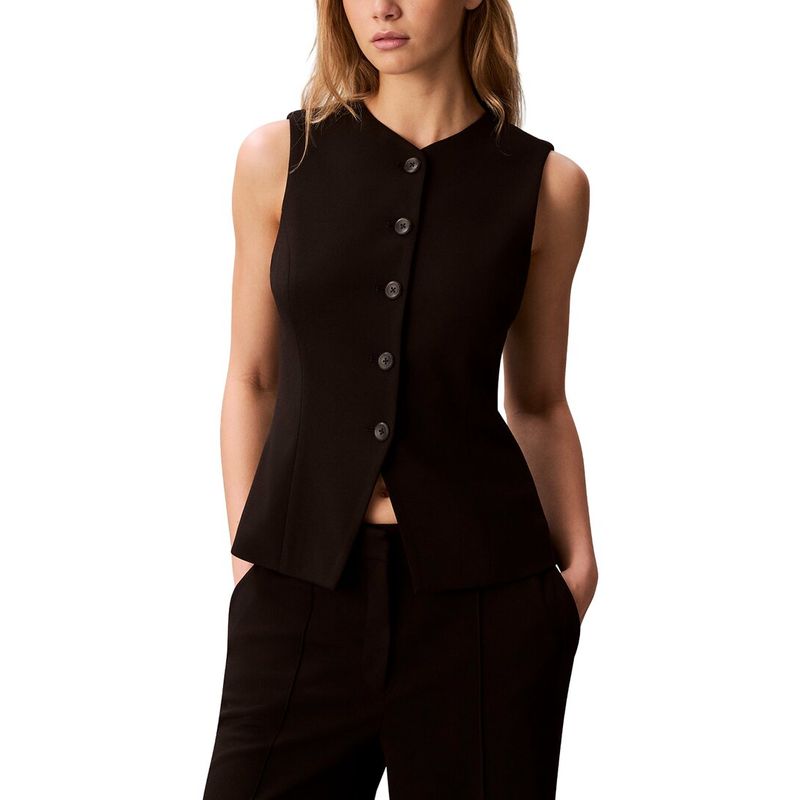 Calvin Klein Womens Stretch Crepe Vest, Black